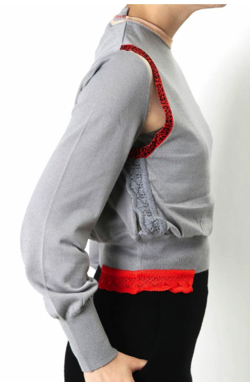 Mame Kurogouchi(マメ)　Layered Collage Knit Pullover