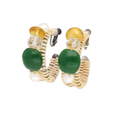 ADER.bijoux　VINTAGE BEADS beads rattan hoop earring（green）