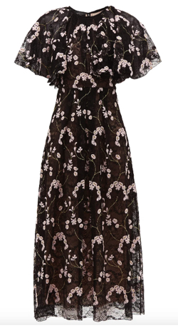 GIAMBATTISTA VALLI　Floral-embroidered Chantilly-lace dress