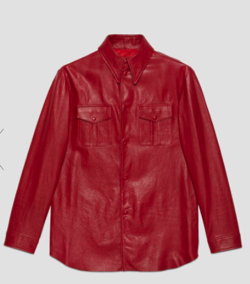 GUCCI　Leather shirt with point collar