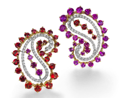 QAYTEN　Paisley collection earrings with sapphires and diamonds