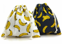 コットン巾着袋　バナナ　25×25cm