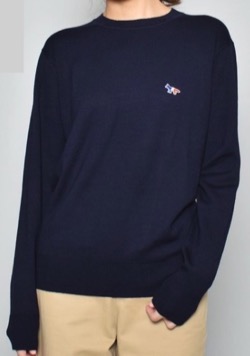MAISON KITSUNE　LAMBSWOOL R-NECK PULLOVER PROFILE FOX PATCH