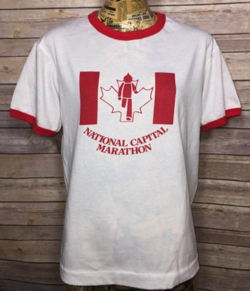 RARE Vintage 80s Adidas National Capital Marathon Ringer T-Shirt (L)