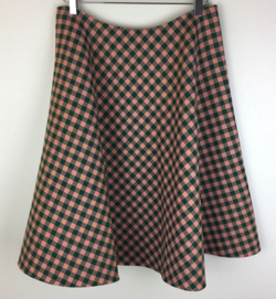 PRADA　Green Gingham Check Wool Midi Skirt