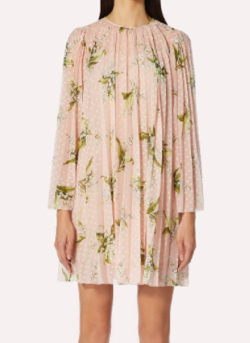RED Valentino　MAY LILY PRINT PLUMETIS PLEATED DRESS