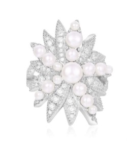 APM Monaco　Silver 'Divines' Glamour Ring With Pearl