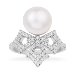 APM Monaco　Cross Ring With Pearl - Silver