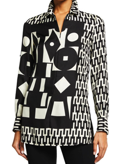 AKRIS　Mosaic Print Wool/Silk Tunic Top