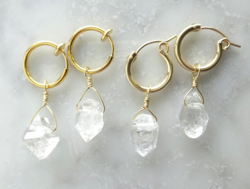 marina JEWELRY　Herkimerdiamond hoop pierced earring