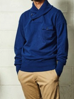 TMT　SHAWL-COLLAR INDIGO SWEAT SHIRTS