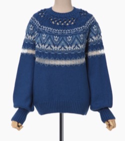 Mame Kurogouchi　Cotton Nordic Knit Pullover