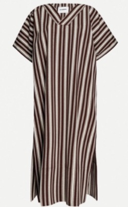 JIL SANDER　Striped V-neck cotton midi dress