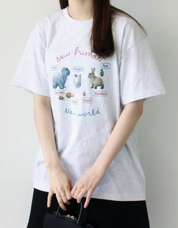 ハコヅメ・永野芽郁衣装ホワイトのアニマルプリントTシャツ