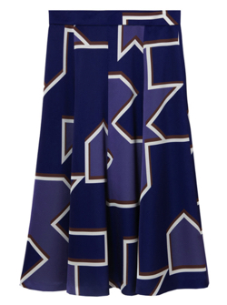 ブルーの幾何プリントスカート