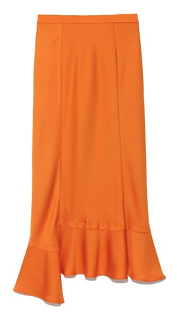 オレンジのランダムヘムスカート