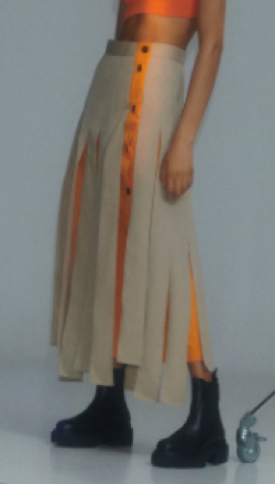 ベージュxオレンジのスカート