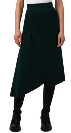 ダークグリーンのアシメカットスカート