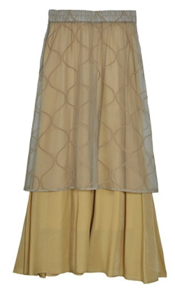イエローベージュの幾何柄スカート