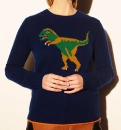 ネイビーの恐竜刺繍スウェット