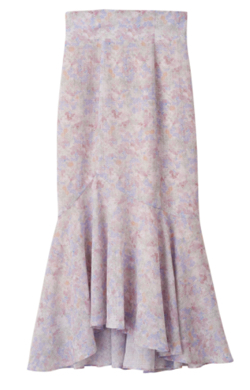 ライトピンク系の小花柄マーメイドスカート