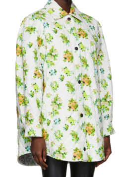 ホワイトxグリーンの花柄シャツジャケット