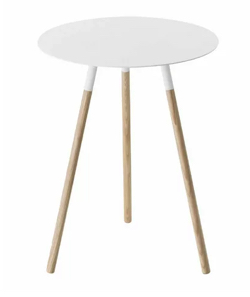 ホワイトx木製のサイドテーブル