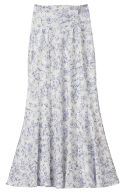 ホワイトxブルーの花柄マーメイドスカート
