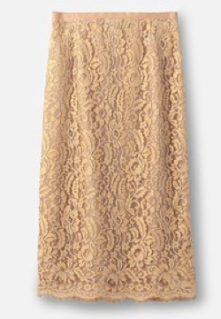 ベージュの花柄刺繍スカート