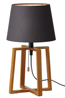ブラックx木製のテーブルランプ