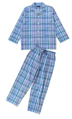 ブルー系のチェック柄パジャマ