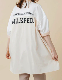 【池端杏慈】ホワイトxベージュのパッチワークシャツ