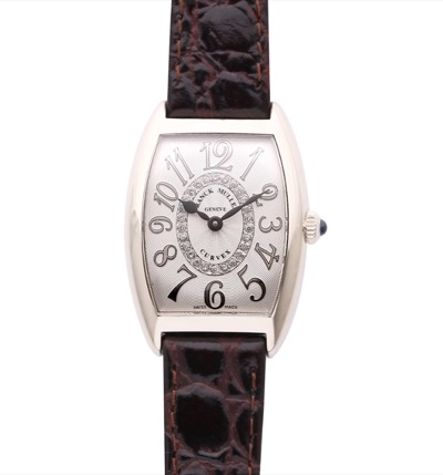 フランクミュラートノウ・カーべックス レリーフ/ブラウンの型押しベルトの腕時計