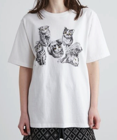 Tシャツ(白・ネコ)