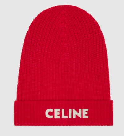 CELINE(セリーヌ)・レッドのロゴニット帽