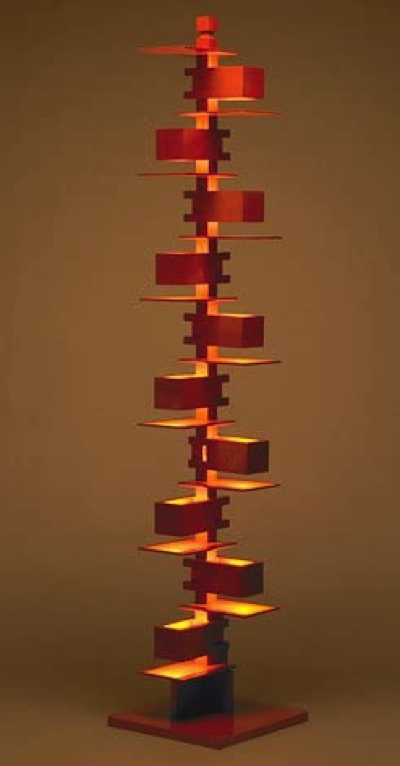 Frank Lloyd Wright(フランクロイドライト)・木製xオレンジのフロアライト