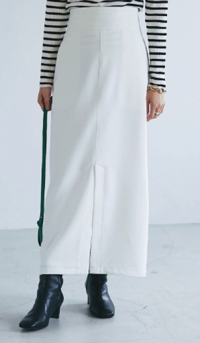 La boutique BonBon(ラブティックボンボン)・ホワイトのナローマキシスカート