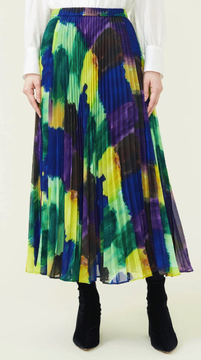 Sybilla(シビラ)・ブルー系のカラフルなアートペイントスカート