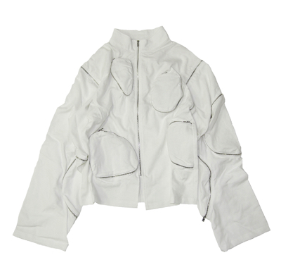 IKUMI(イクミ)・ホワイトのジップデザインジャケット
