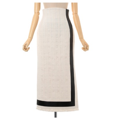 Mame Kurogouchi / 白い配色ツイードタイトスカート
