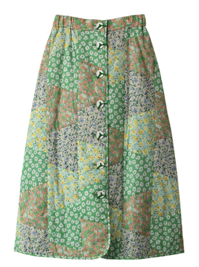 MUVEIL(ミュベール)・グリーン系の小花柄スカート