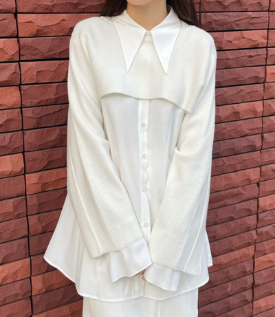 COCO DEAL(ココディール)・ホワイトのニットドッキングシャツ