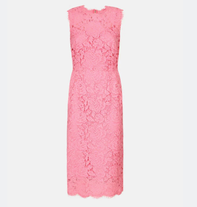 Dolce & Gabbana(ドルチェ&ガッバーナ)・ピンクのレースドレス