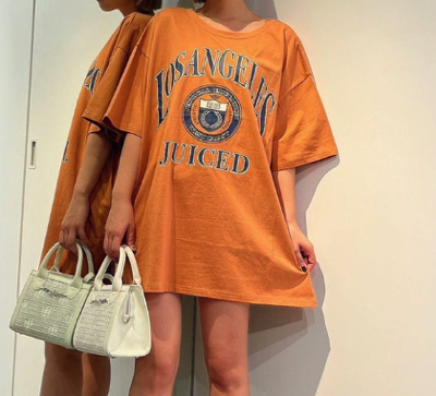 GYDA（ジェイダ）・オレンジのロゴビッグTシャツ