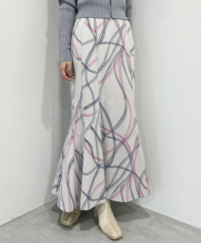 COCODEAL(ココディール)・ホワイトのアートプリントマーメイドスカート