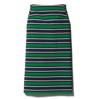 ESTNATIONラガーボーダータイトスカート/グリーンとネイビーのボーダースカート
