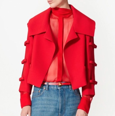 Valentino GaravaniCrepe Couture ジャケット赤い袖リボンデザインのジャケット