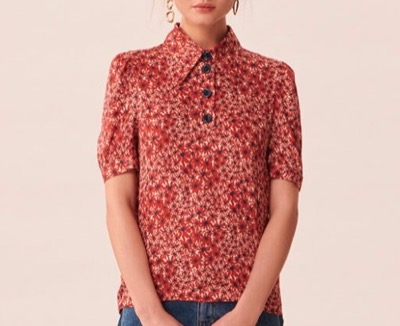 TARA JARMONCrazy daisy blouse番宣衣装：赤い花柄ブラウス(セットアップ)
