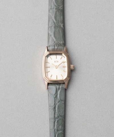 eteオクタゴンフェイス クロコダイルレザーベルト ウォッチグリーンベルトの腕時計