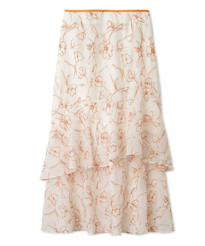 LILY BROWN（リリーブラウン）オレンジの刺繍マーメイドスカート